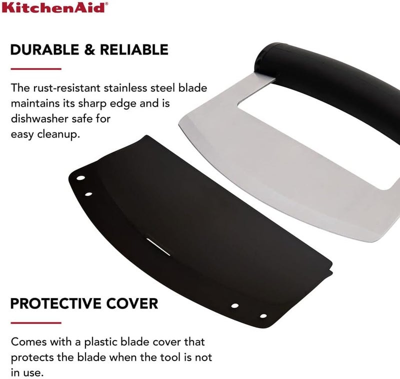 KitchenAid Mezzaluna Knife with Stainless Steel Curved Blade with Ergonomic Handle, 6 Inch, Black - Image 5